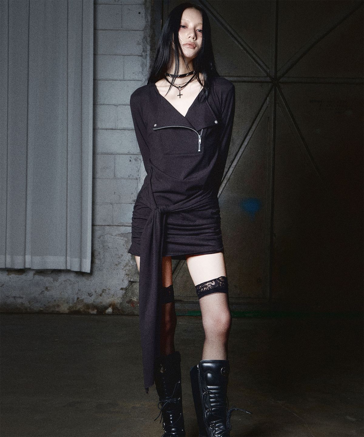 낫노잉(NOTKNOWING) Moto Drape Tee OPS (BLACK)