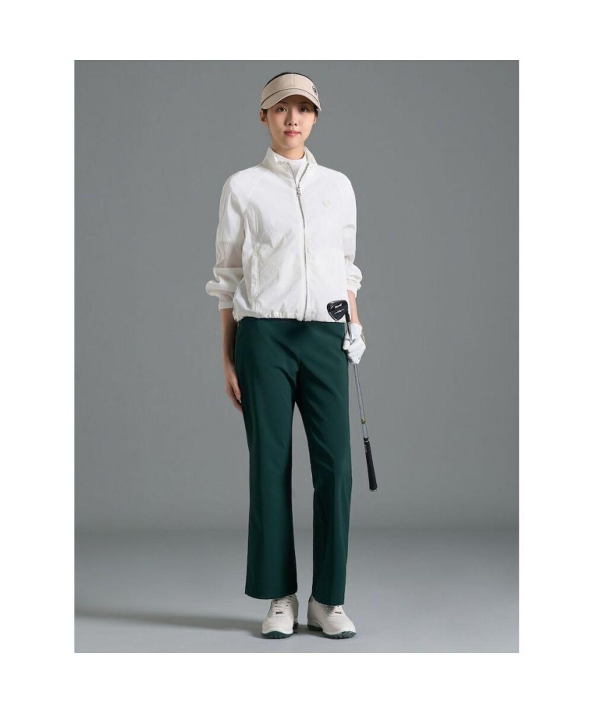 빈폴골프(BEANPOLE GOLF) 여성 소매 패치 경량 홑겹 점퍼 - 화이트