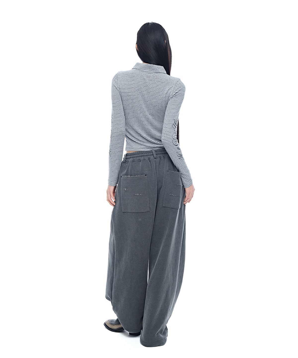 하프데빌어스(HALF DEVIL US) 빈티지 와이드 투웨이 조거_챠콜