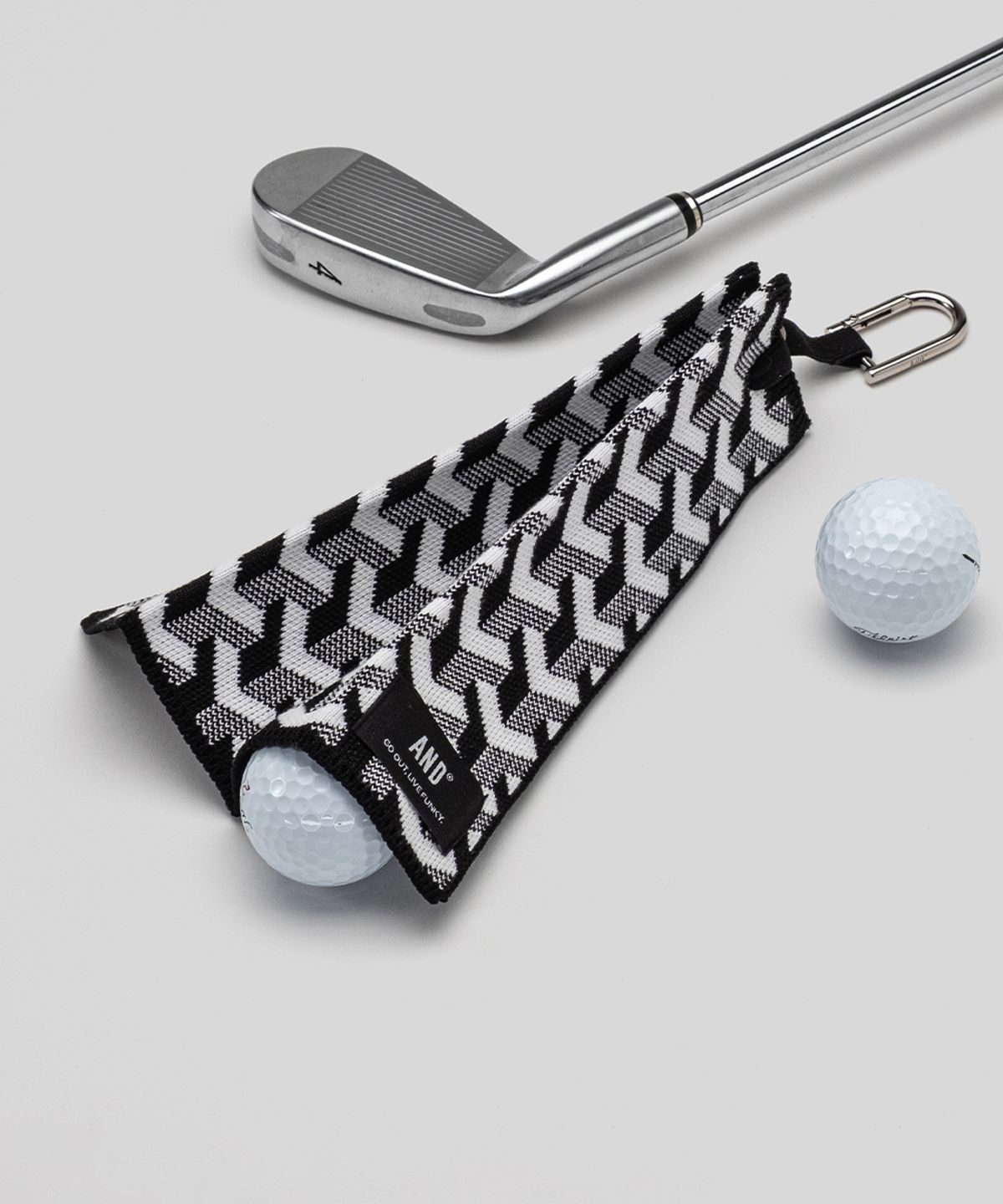 앤드 골프(AND GOLF) Pleats Ball Towel Geometry Black