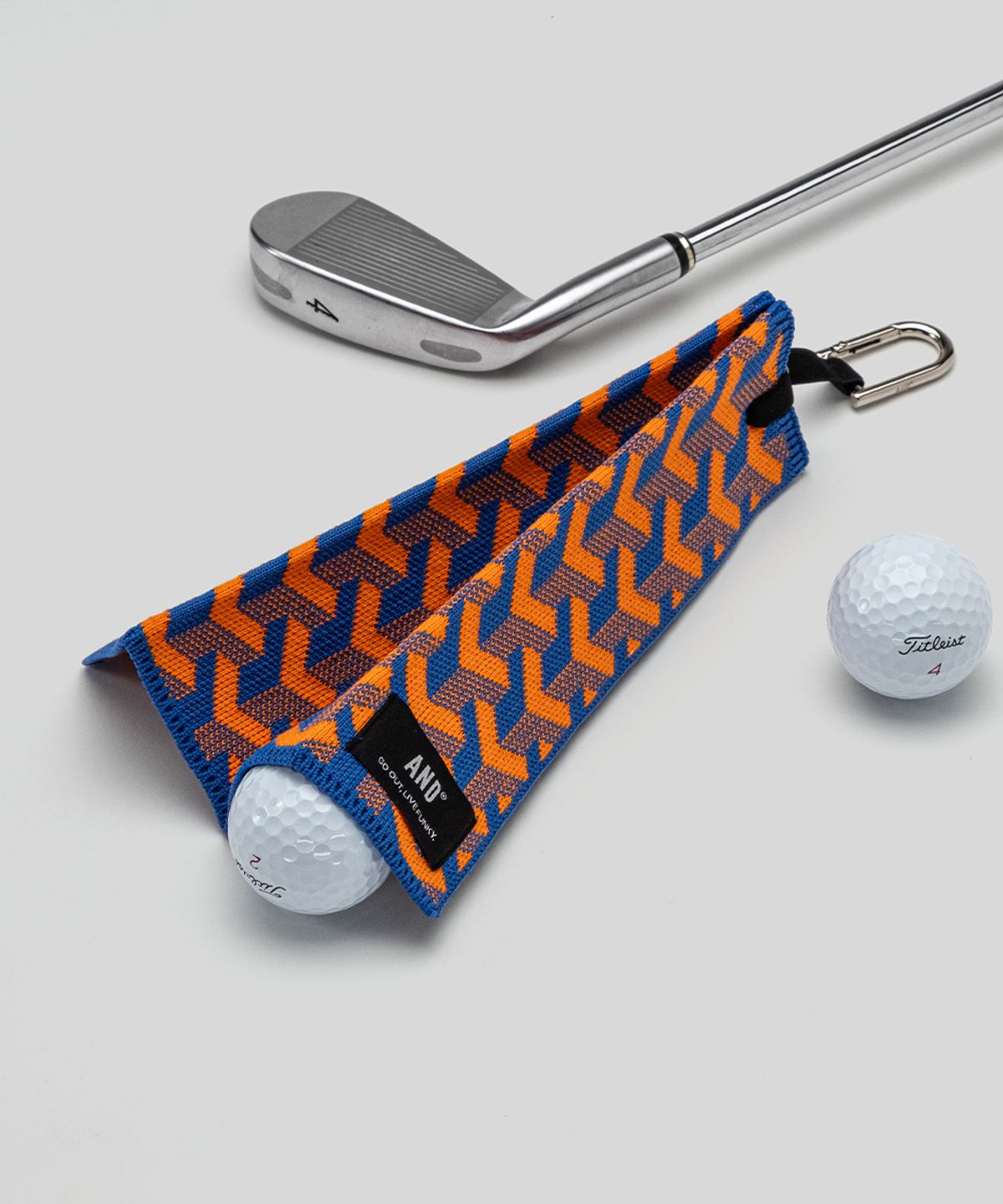 앤드 골프(AND GOLF) Pleats Ball Towel Geometry Blue
