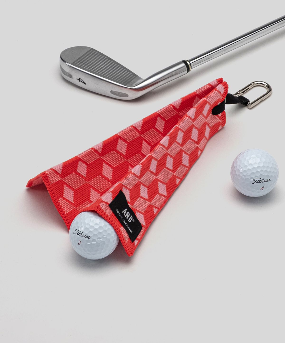 앤드 골프(AND GOLF) Pleats Ball Towel Cube Red