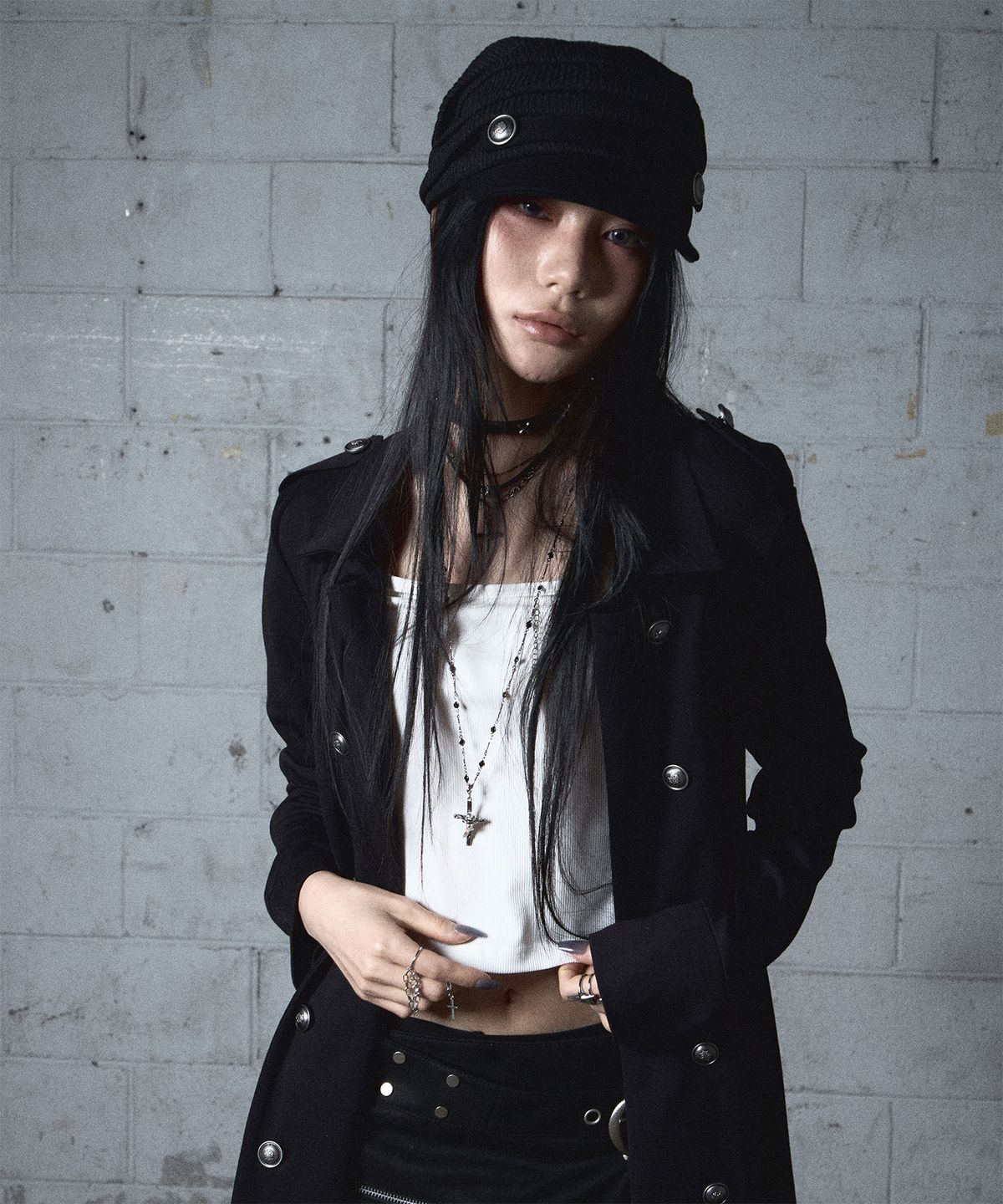 낫노잉(NOTKNOWING) Draped Button Knit Cap (BLACK)