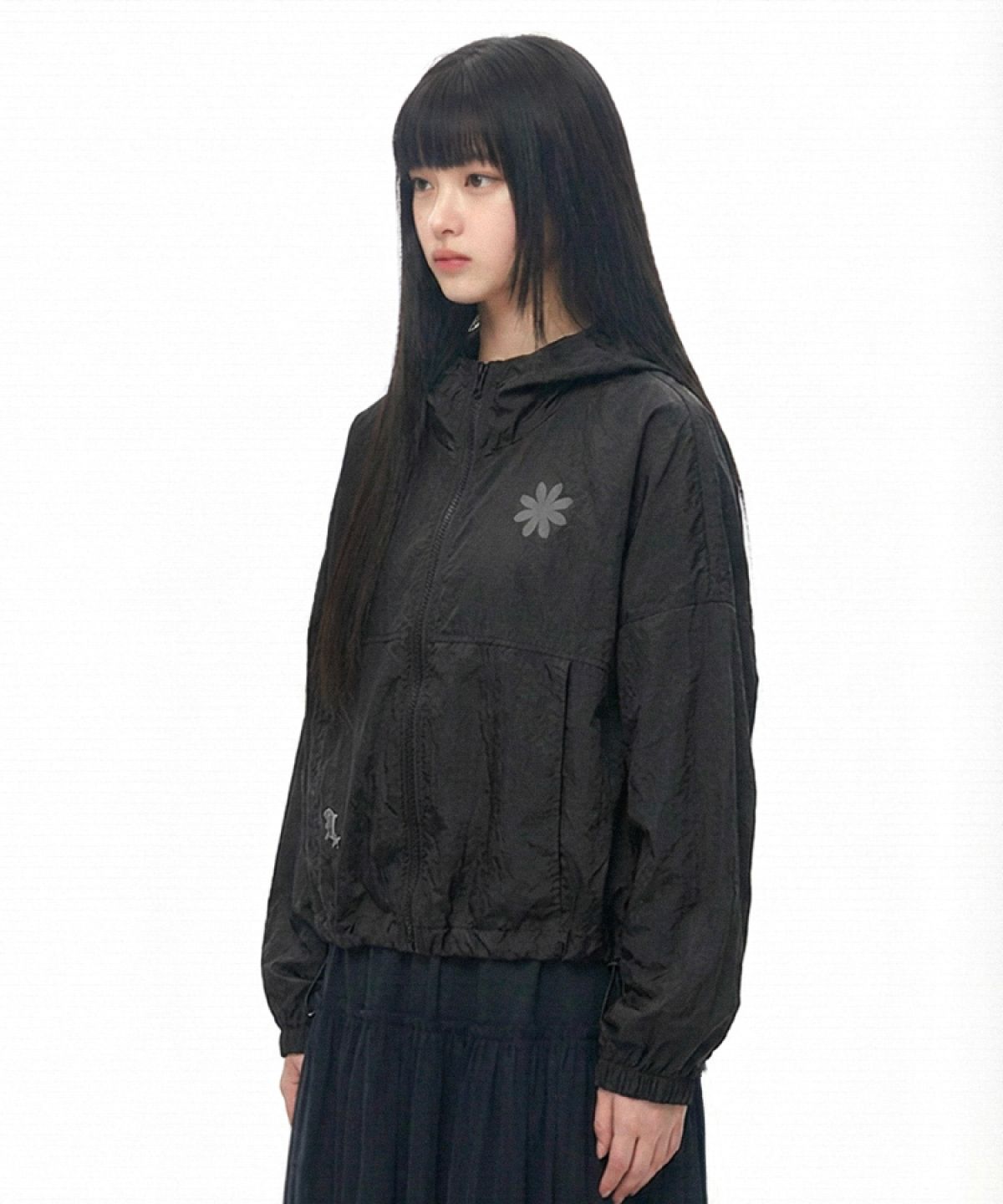 다미쉬(DAMISH) 심볼 로고 후드 윈드브레이커 점퍼_블랙