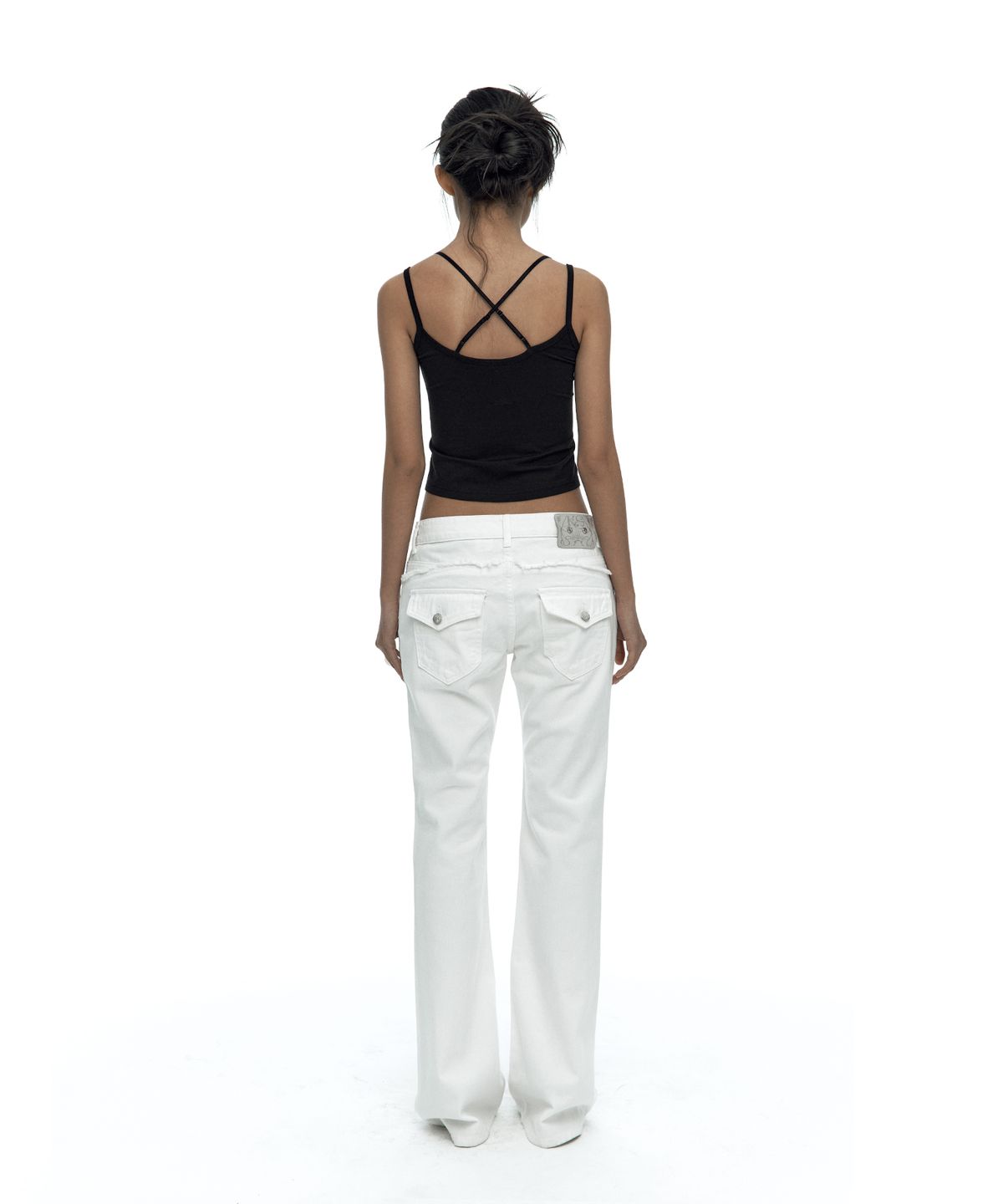 카시코(KASHIKO) Side Zipper Boots-cut Jeans White