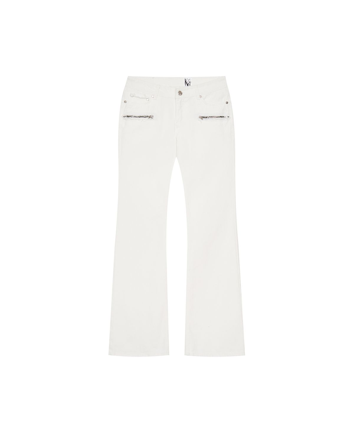 카시코(KASHIKO) Side Zipper Boots-cut Jeans White