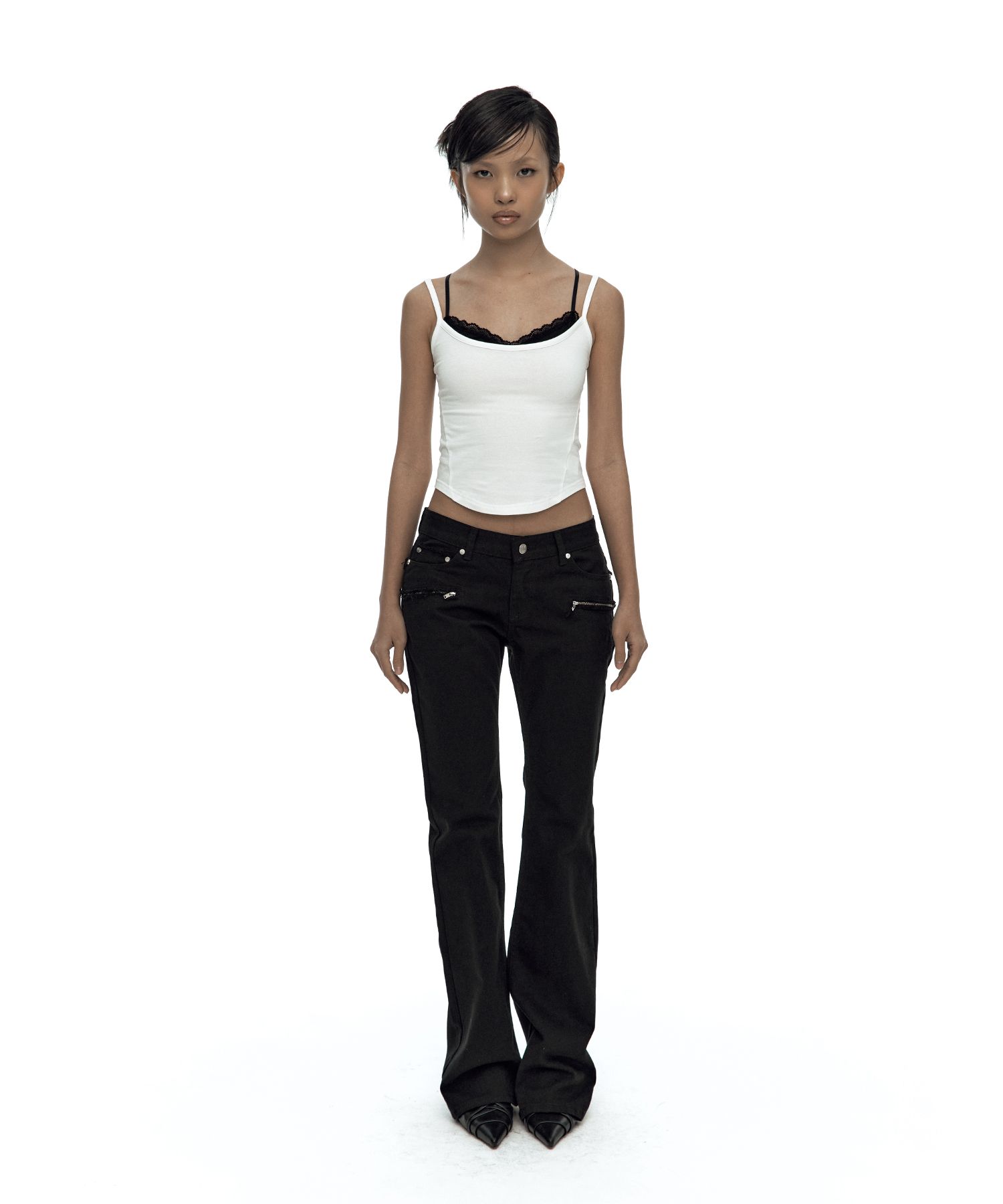 MUSINSA | KASHIKO Side Zipper Boots-cut Jeans Black