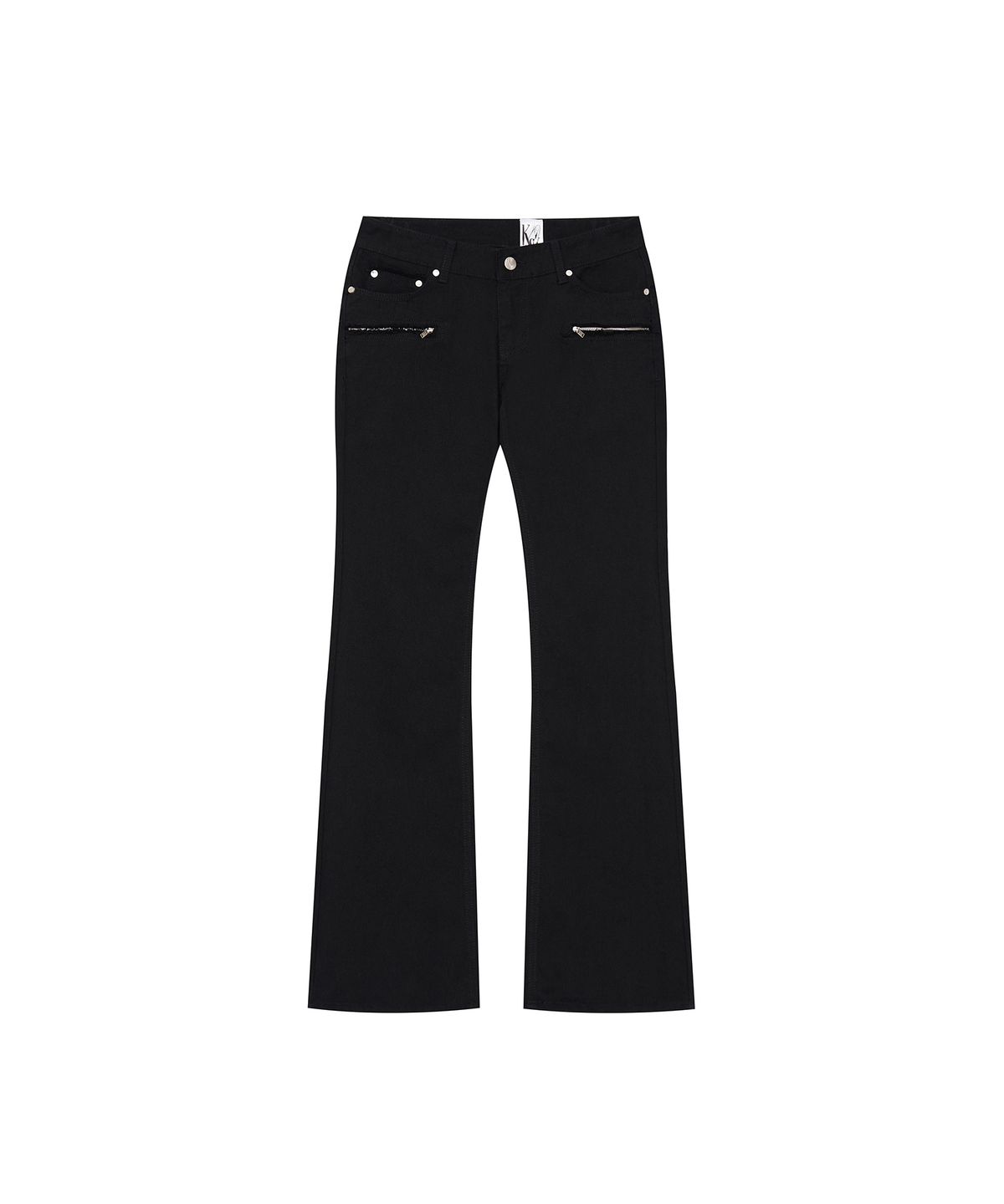 카시코(KASHIKO) Side Zipper Boots-cut Jeans Black
