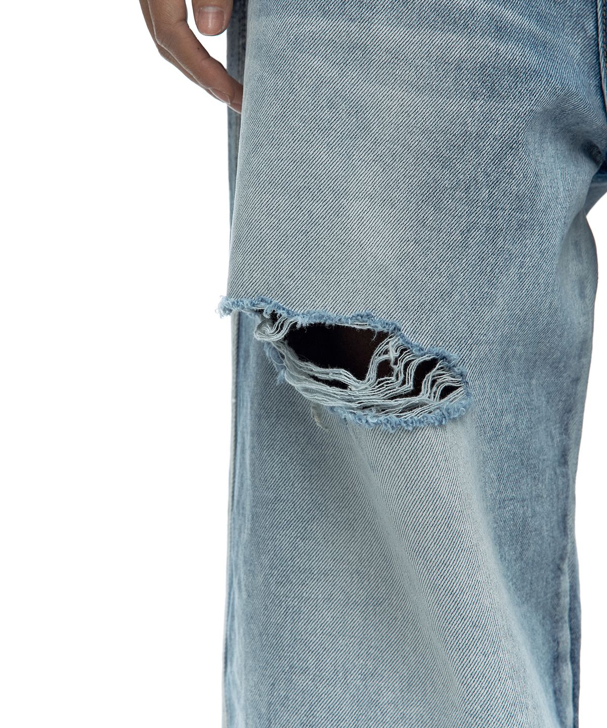 카시코(KASHIKO) Milk Ripped Wide Jeans Light Blue