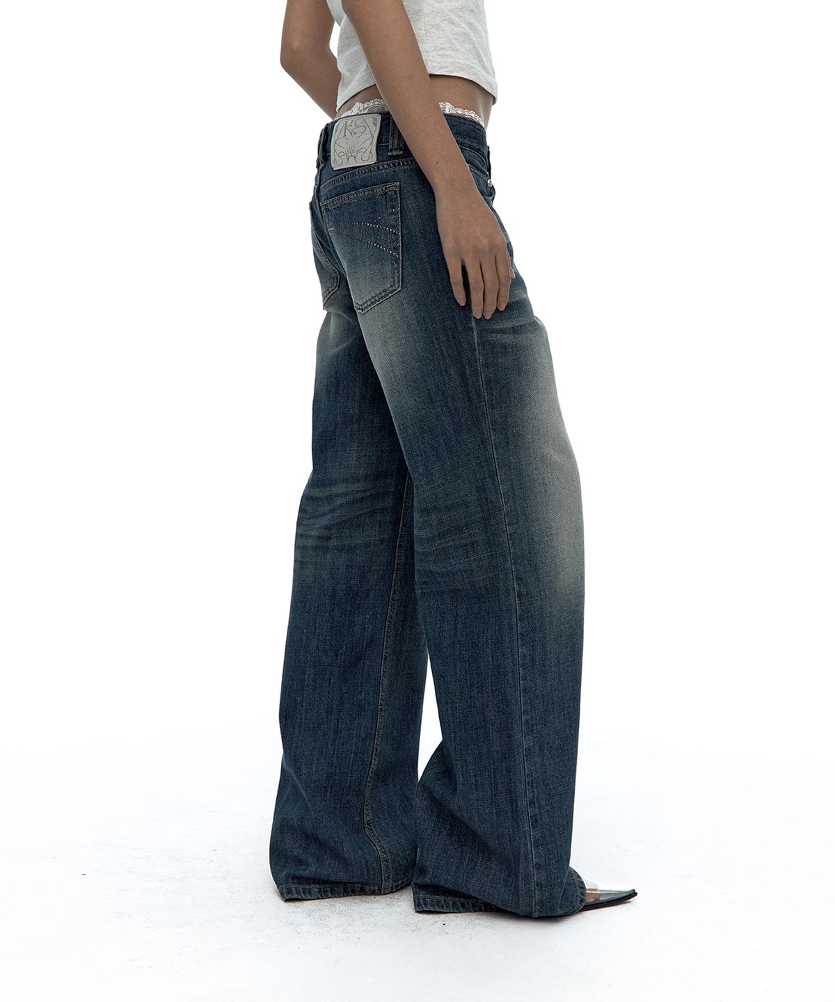 카시코(KASHIKO) Hotfix Straight Jeans Blue