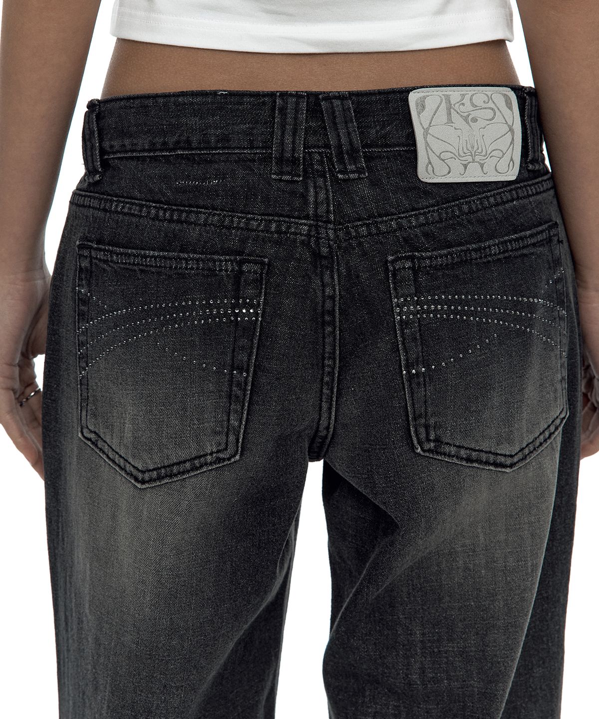 카시코(KASHIKO) Hotfix Straight Jeans Black