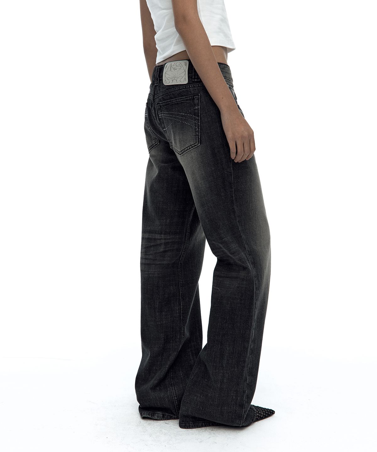 카시코(KASHIKO) Hotfix Straight Jeans Black