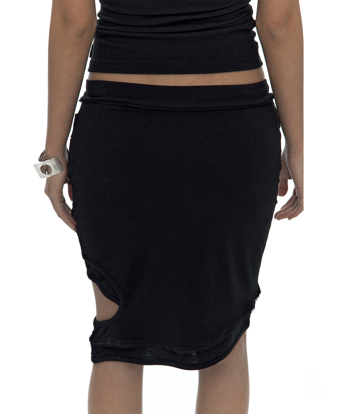 카시코(KASHIKO) Peek-a-boo Strap Skirt Black