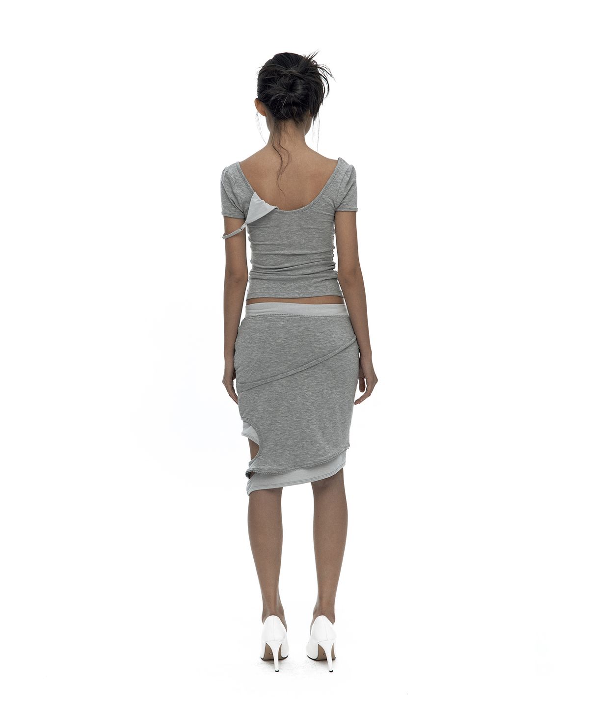 카시코(KASHIKO) Peek-a-boo Strap Skirt Gray