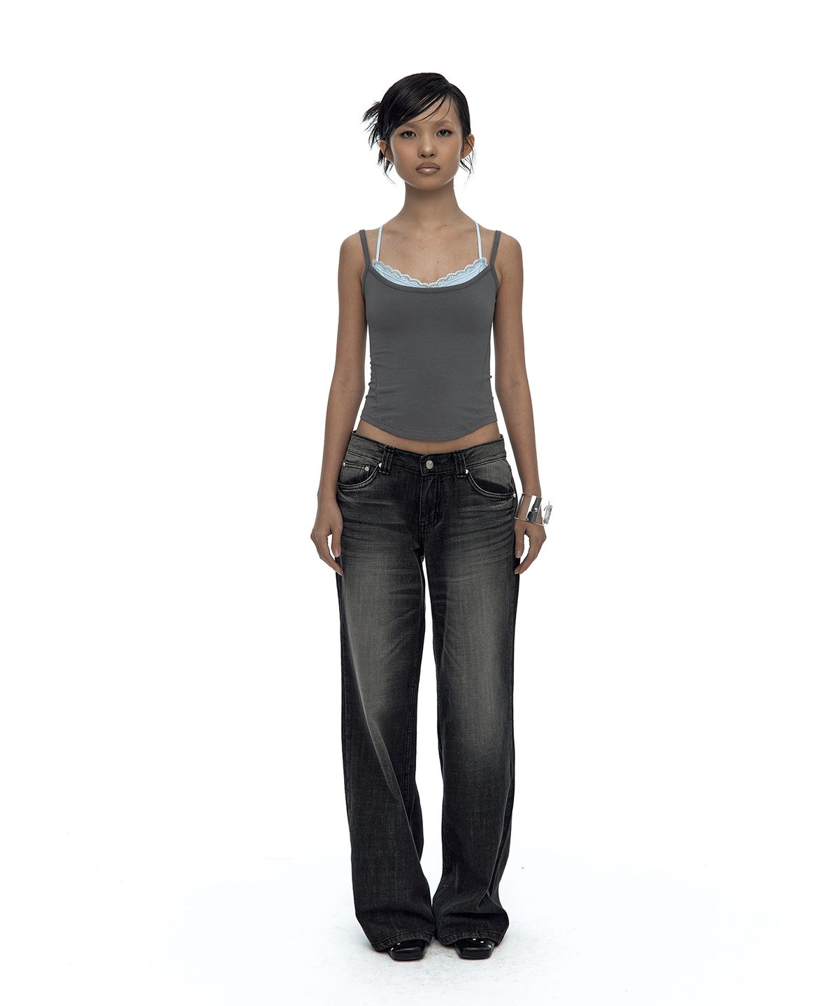 카시코(KASHIKO) Nessa Lace Top Gray