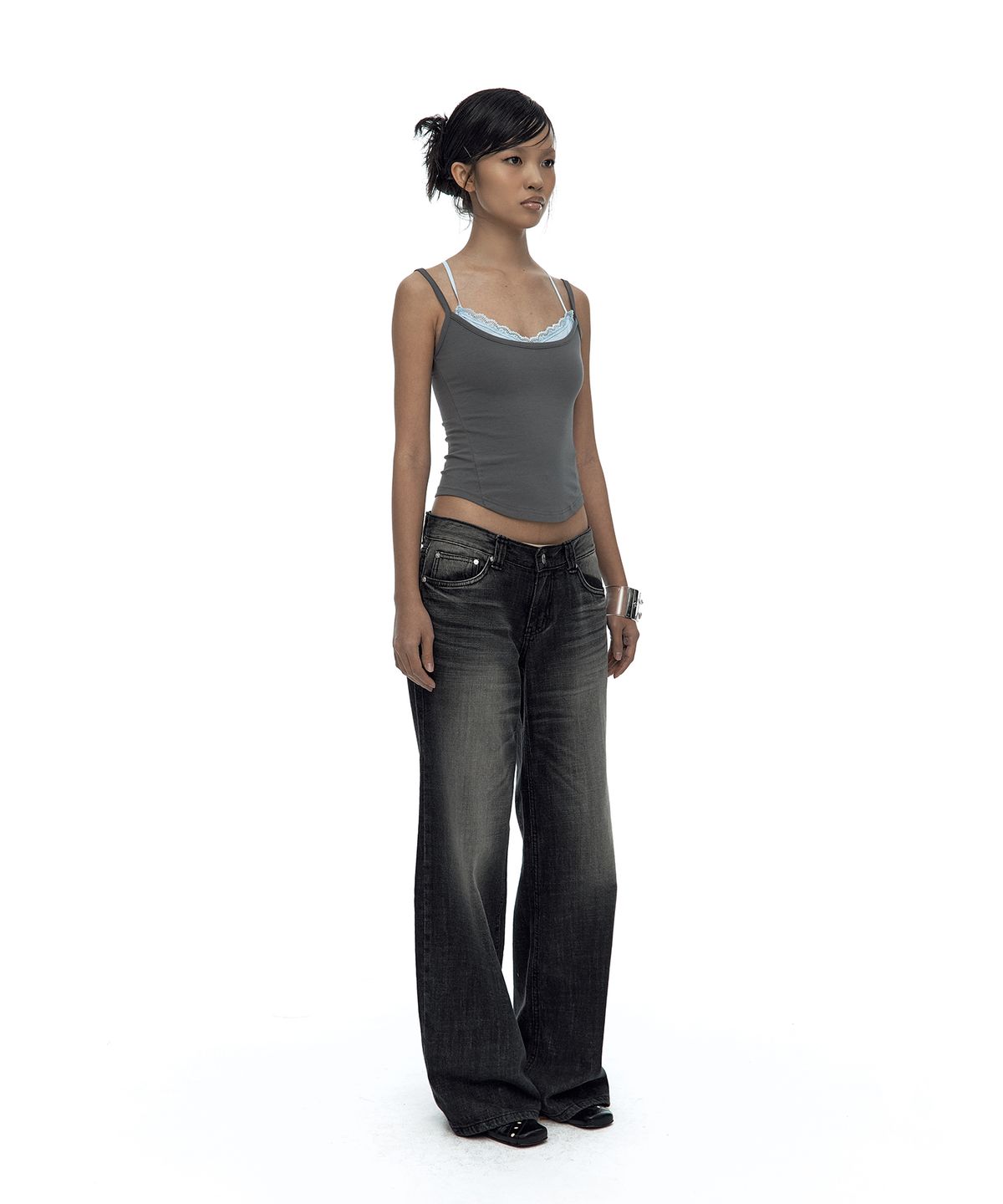 카시코(KASHIKO) Nessa Lace Top Gray