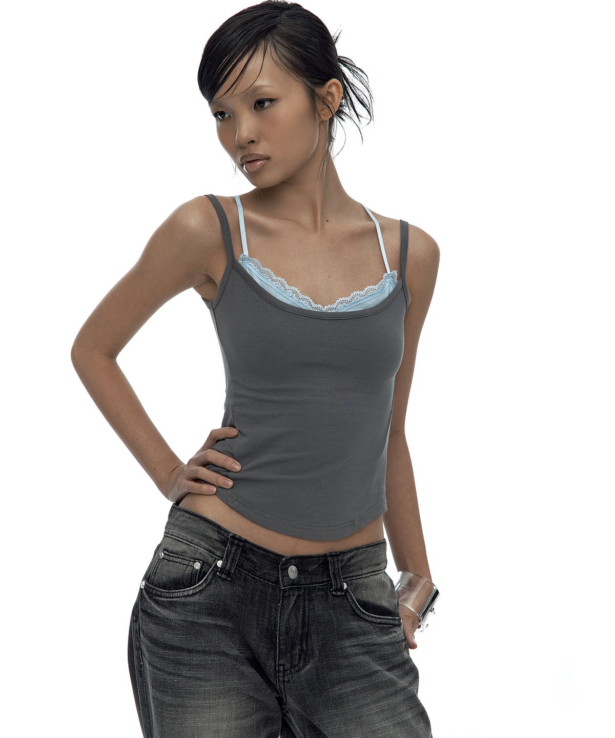 카시코(KASHIKO) Nessa Lace Top Gray