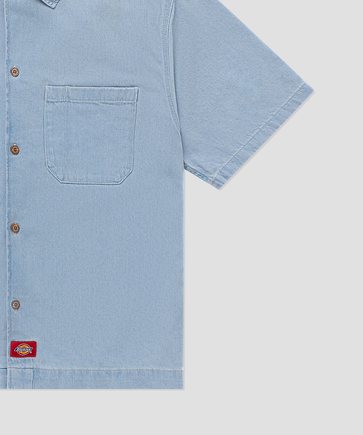 디키즈(DICKIES) 오버핏 포켓 데님 셔츠 Fog Blue