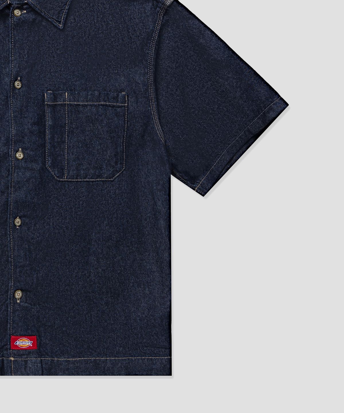 디키즈(DICKIES) 오버핏 포켓 데님 셔츠 Rinsed
