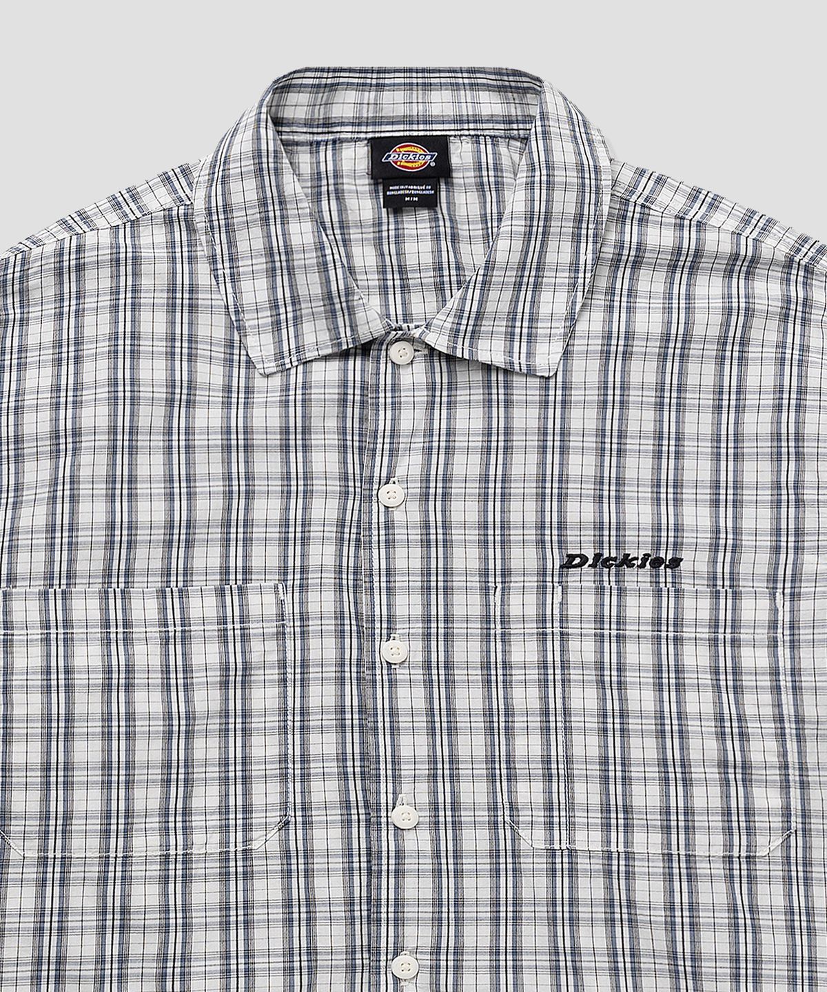 디키즈(DICKIES) 웰스빌 포플린 체크 셔츠 Egret