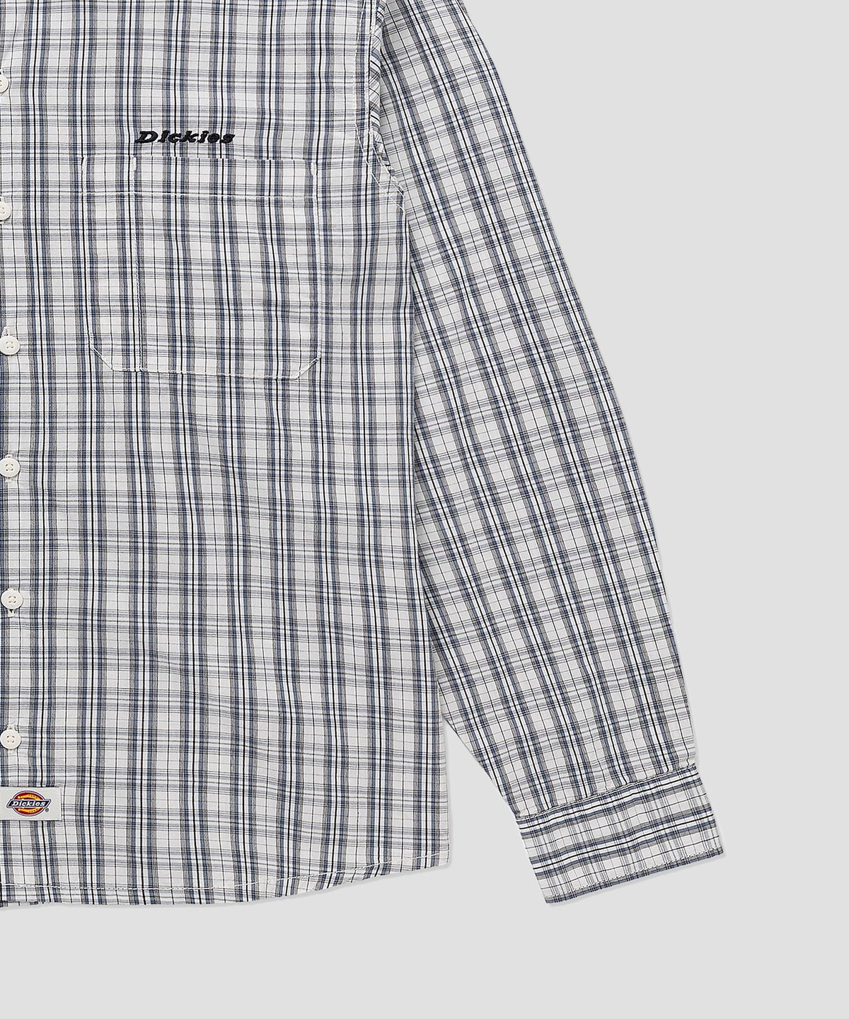 디키즈(DICKIES) 웰스빌 포플린 체크 셔츠 Egret