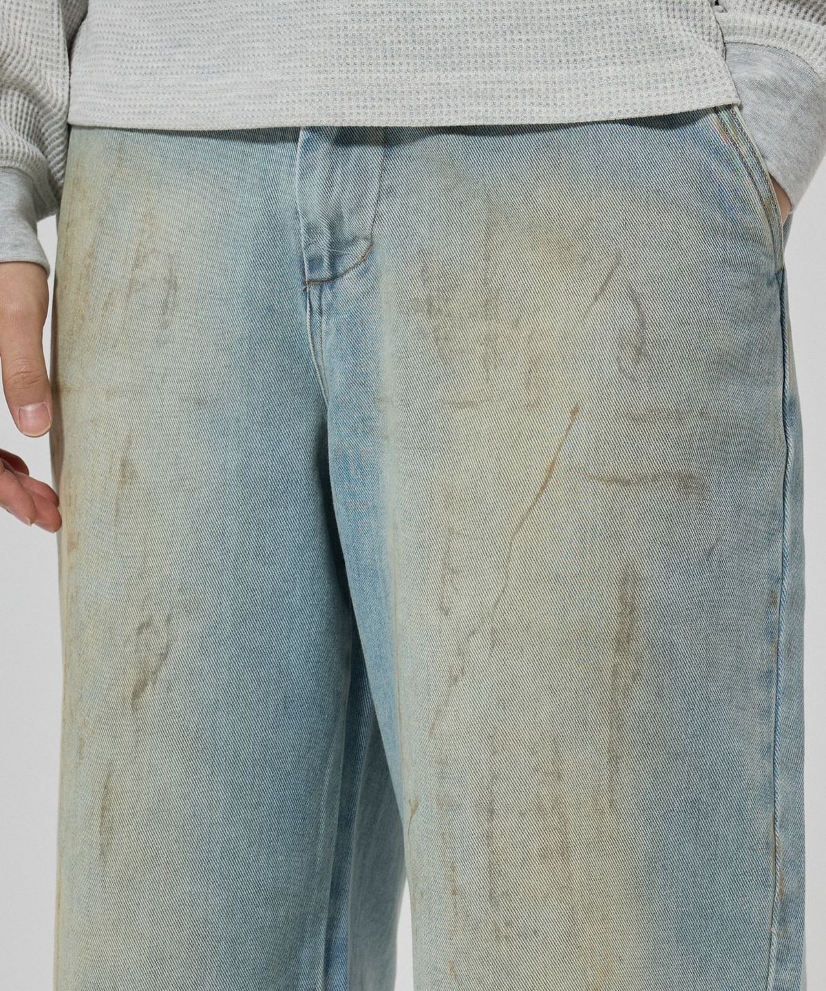 디키즈(DICKIES) 오버핏 더티 워시드 데님 쇼츠 Dirty Wash Blue