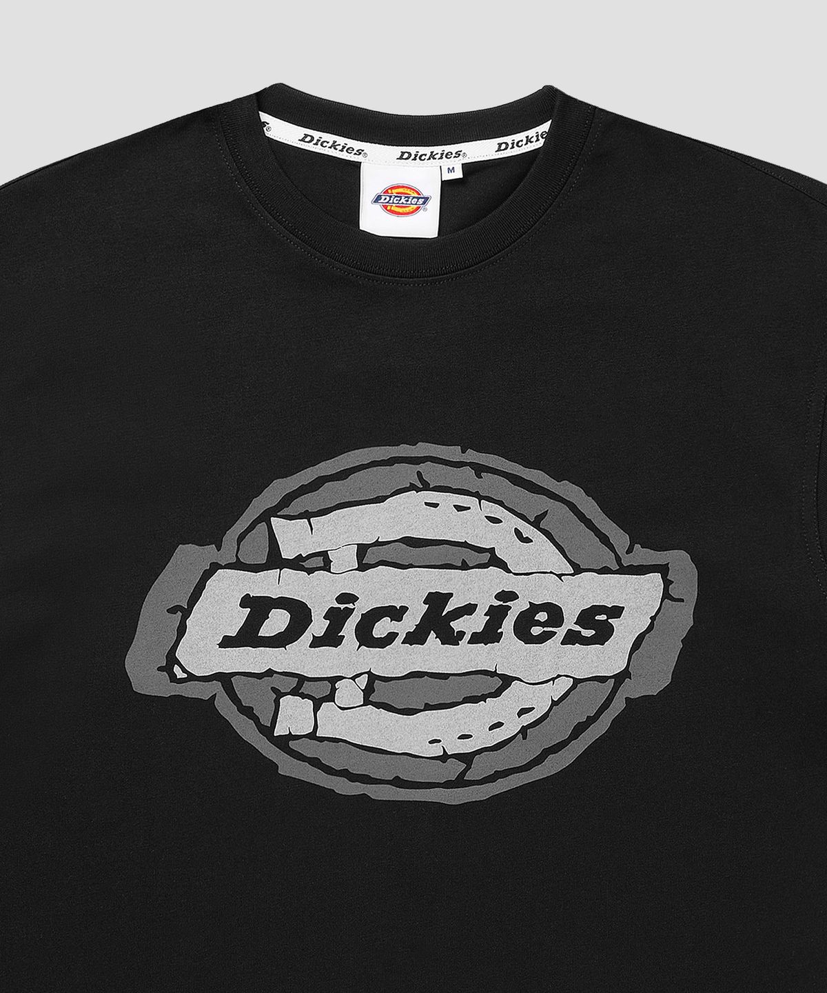 디키즈(DICKIES) 디스트레스드 로고 티셔츠 Black