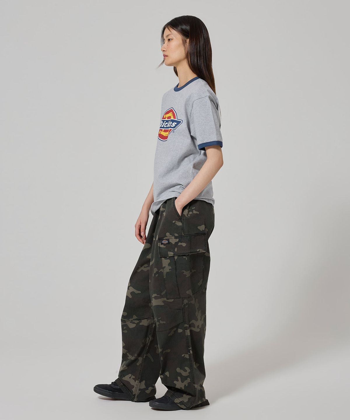 디키즈(DICKIES) 워시드 루즈핏 트윌 카고 팬츠 Dyed Camo