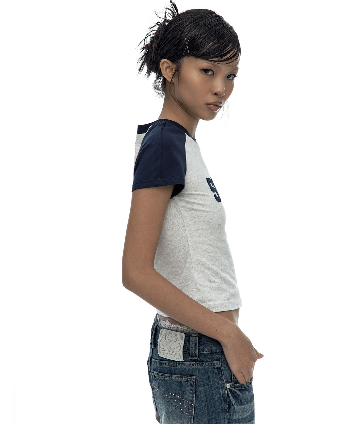 카시코(KASHIKO) SOFT Raglan Tee Navy