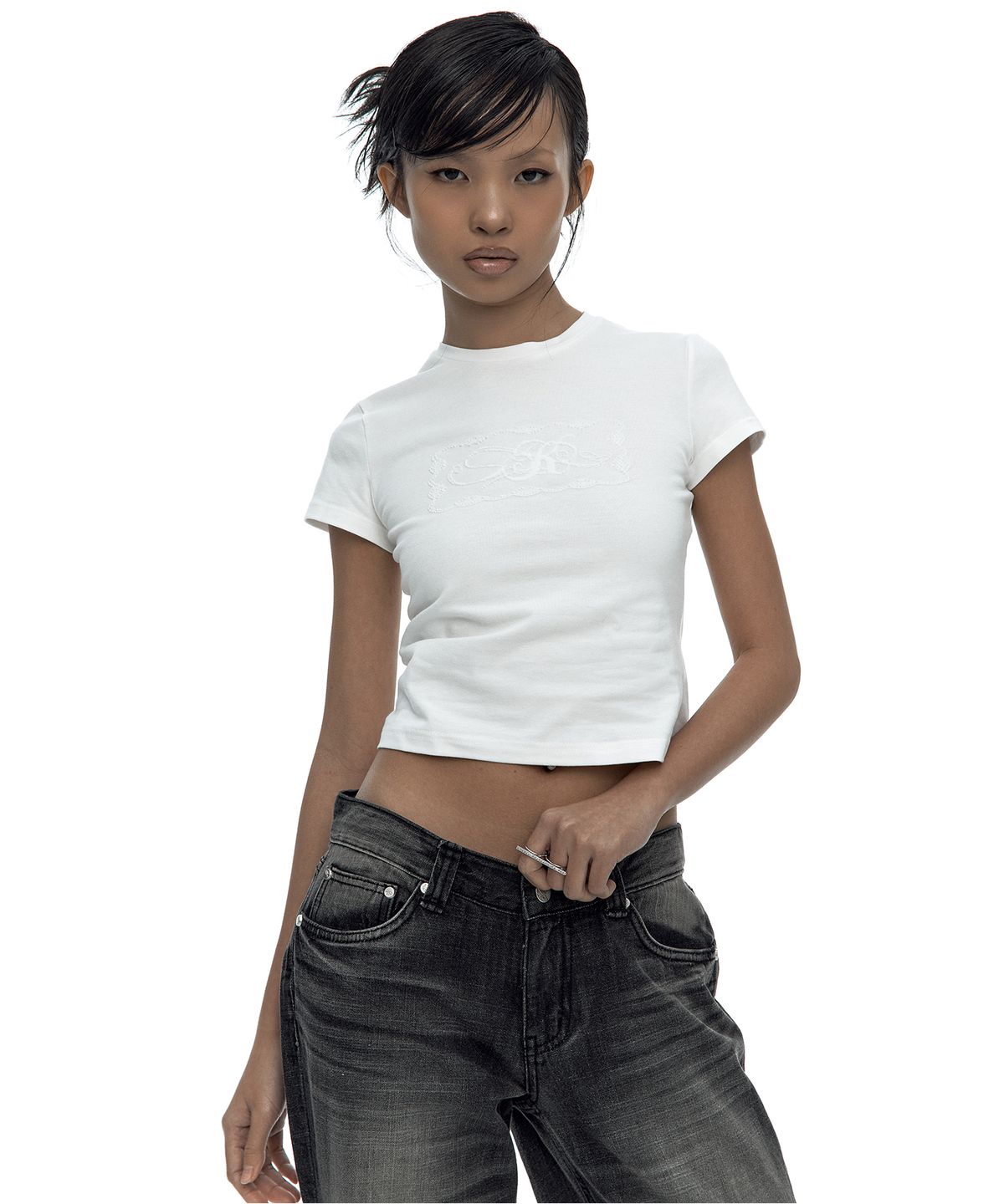 카시코(KASHIKO) Embossed Baby Tee White