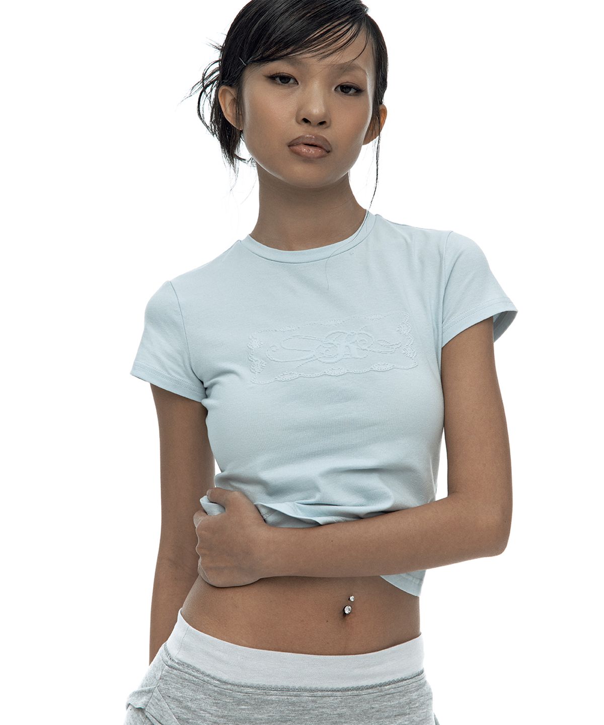 카시코(KASHIKO) Embossed Baby Tee Skyblue