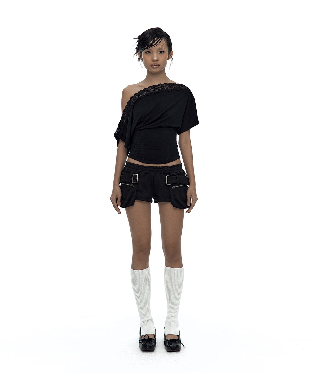 카시코(KASHIKO) Belted Pocket Shorts Black