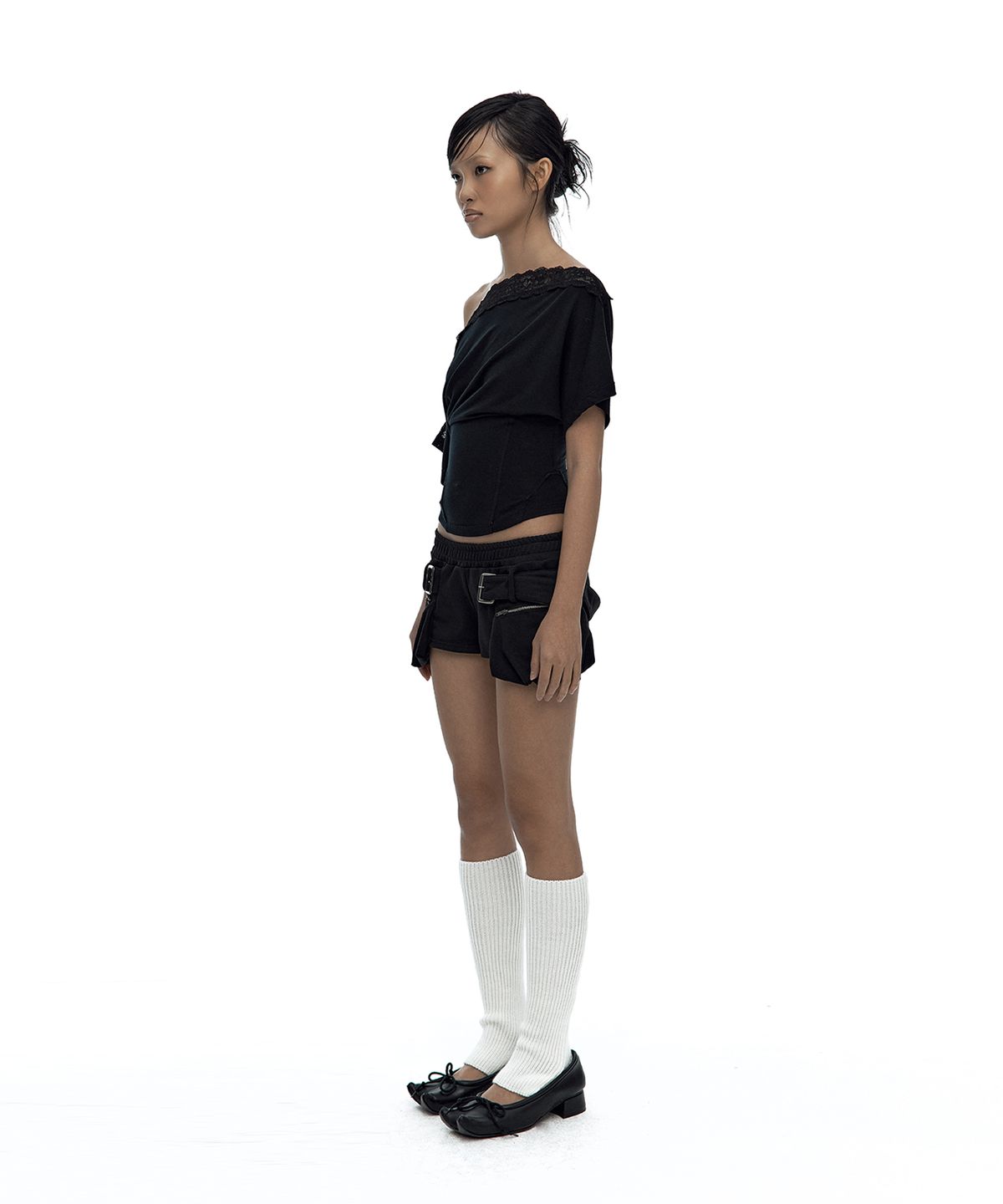 카시코(KASHIKO) Belted Pocket Shorts Black