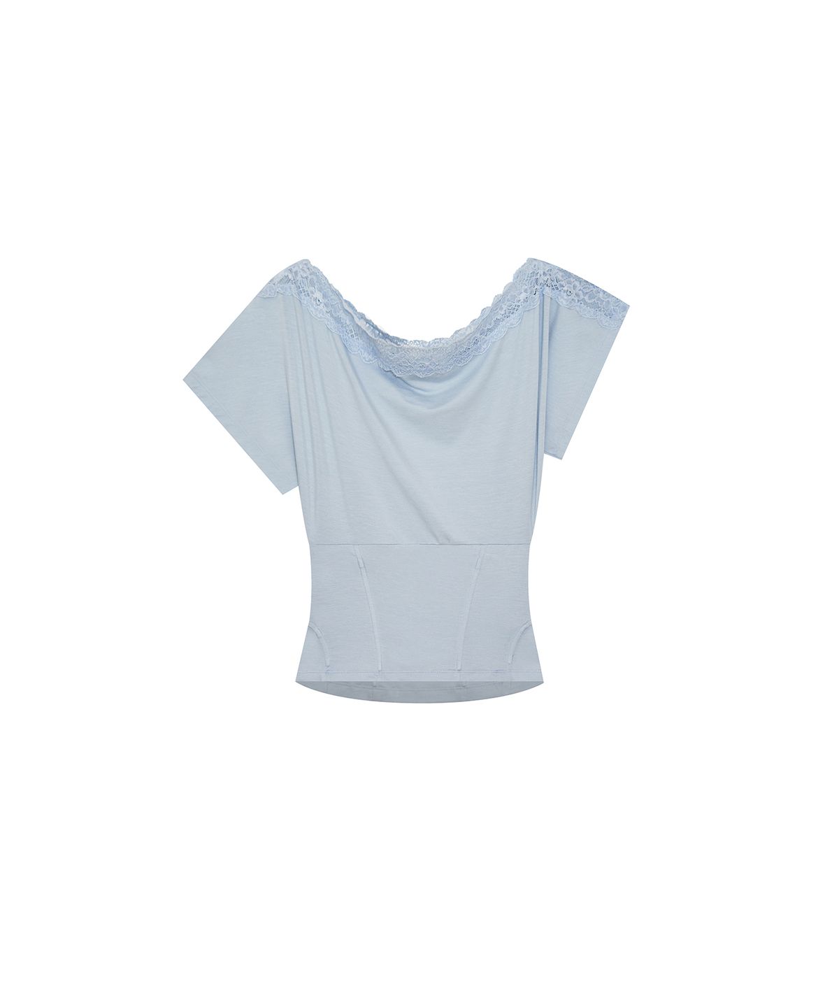 카시코(KASHIKO) Lace One Shoulder Corset Tee Sky Blue