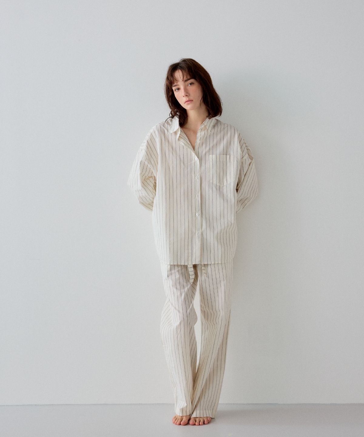 사하키(SAHAKI) 릴렉스드 코튼 팬츠 (아이보리)