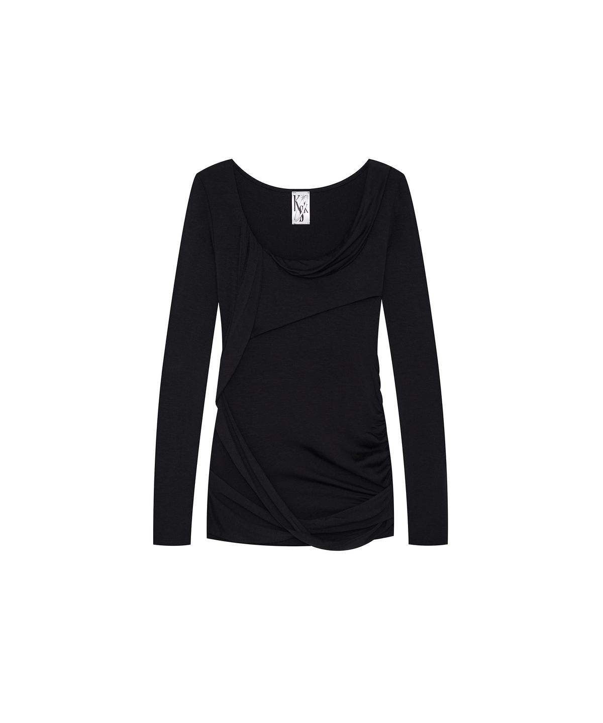 카시코(KASHIKO) Drape Asymmetric Long Sleeve Black
