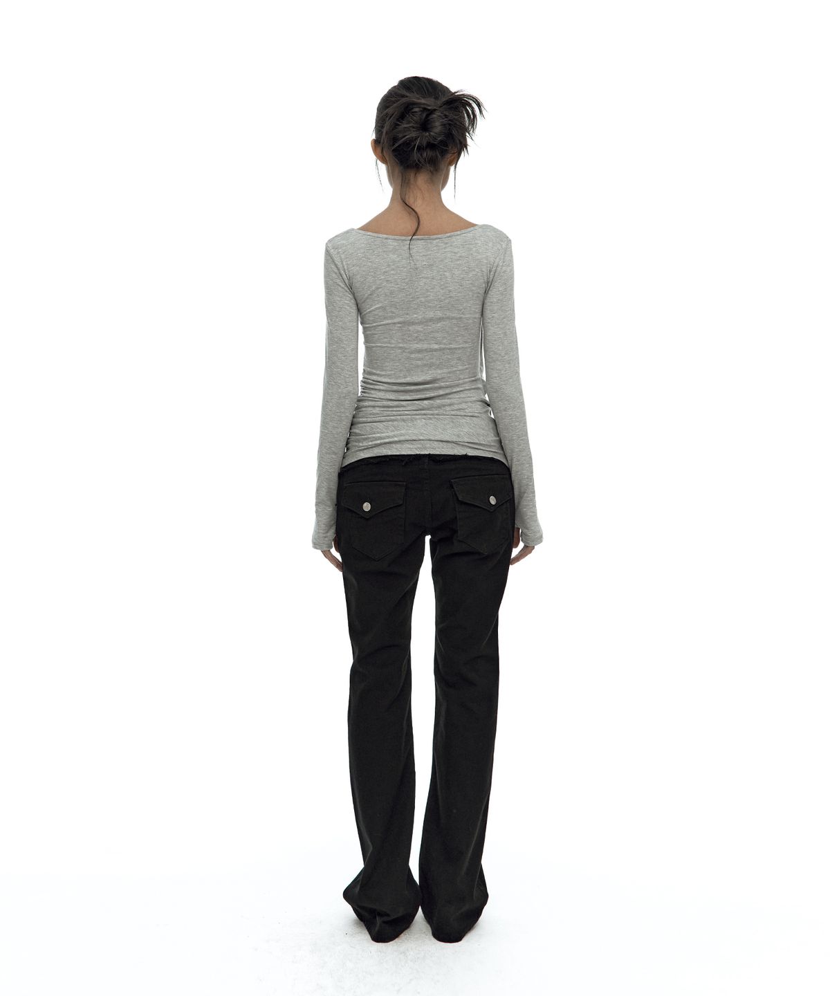 카시코(KASHIKO) Drape Asymmetric Long Sleeve Gray