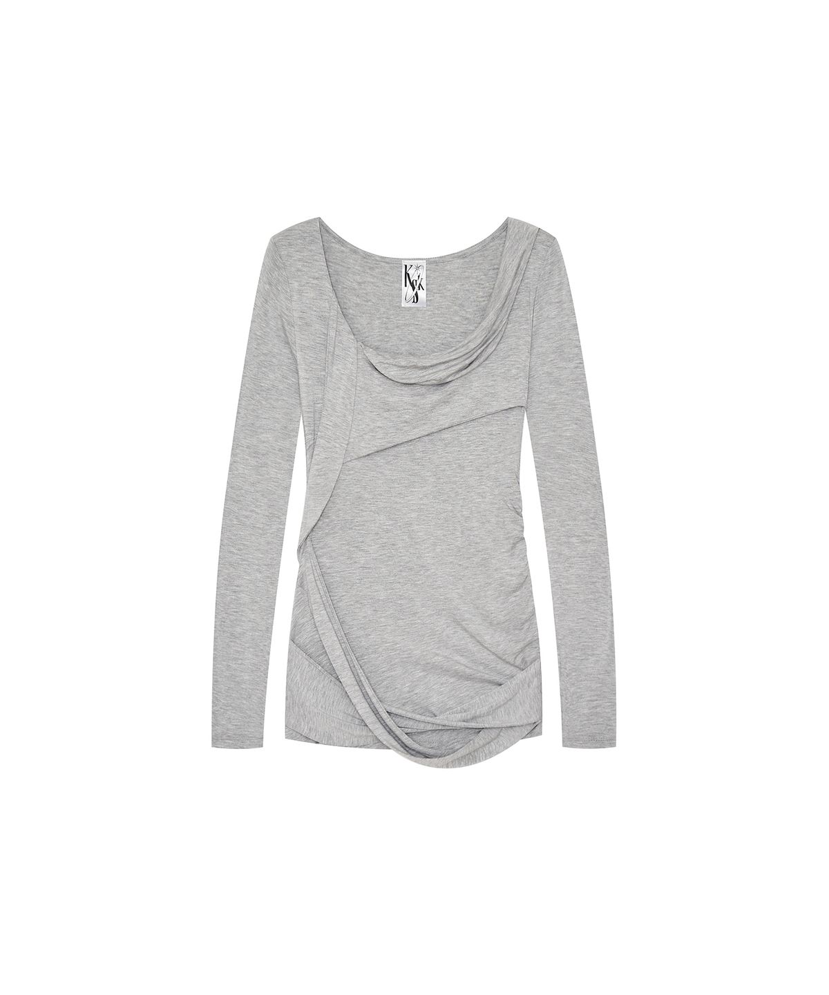 카시코(KASHIKO) Drape Asymmetric Long Sleeve Gray