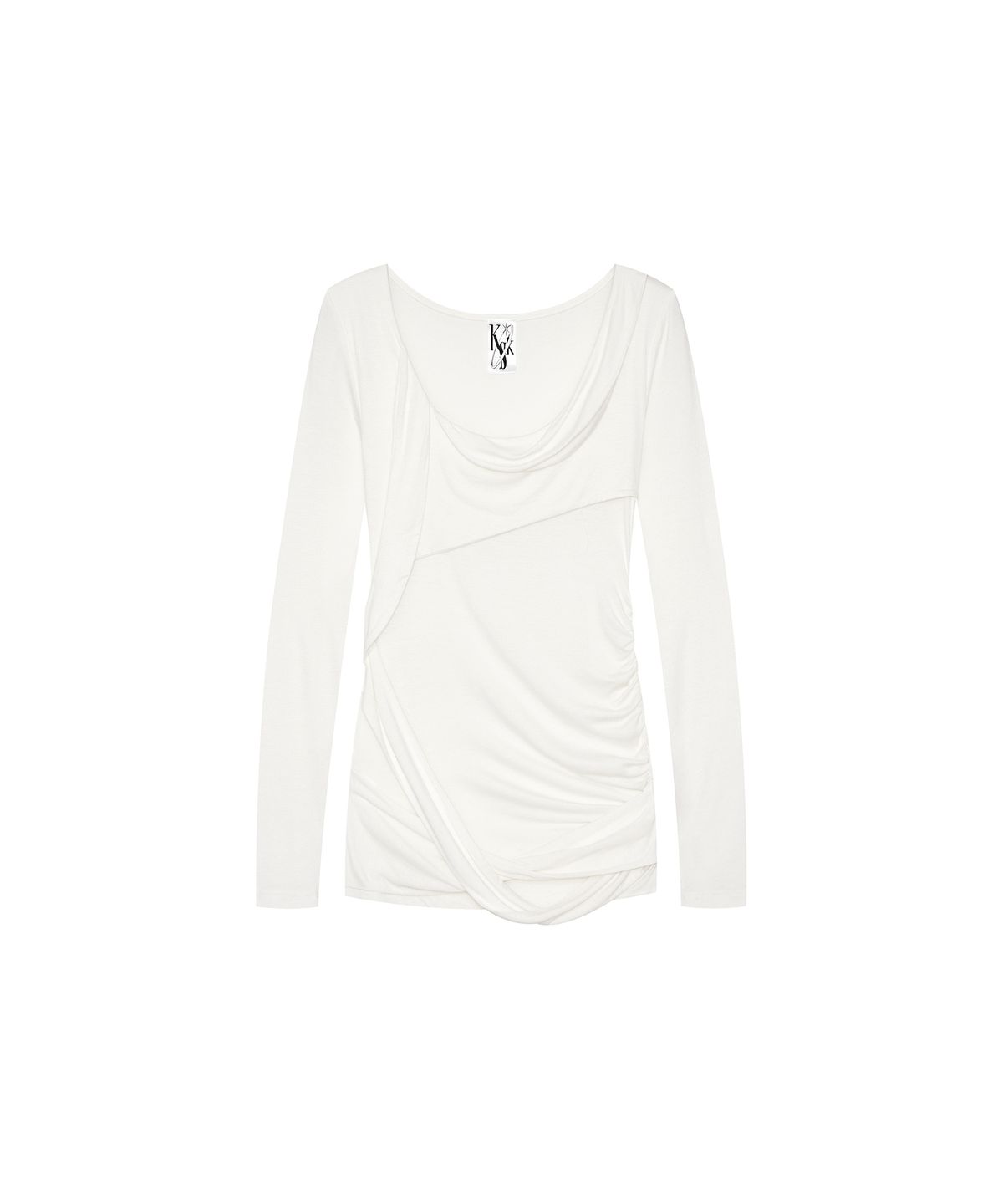 카시코(KASHIKO) Drape Asymmetric Long Sleeve White