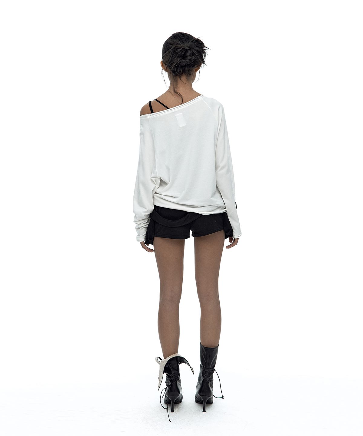 카시코(KASHIKO) Embossed Hem Long Sleeve White