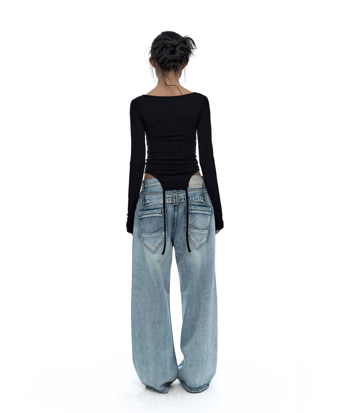 카시코(KASHIKO) Slinky Shirring Bodysuit Black