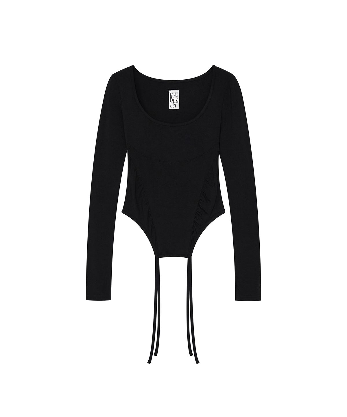 카시코(KASHIKO) Slinky Shirring Bodysuit Black