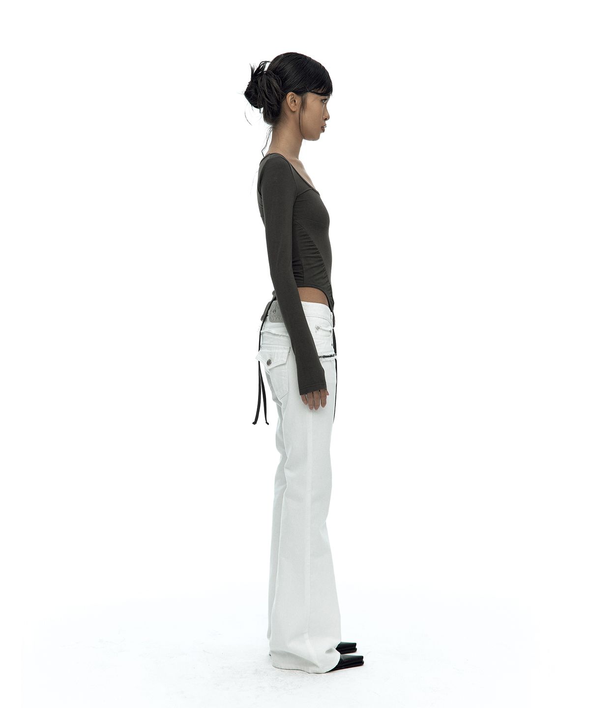 카시코(KASHIKO) Slinky Shirring Bodysuit Khaki