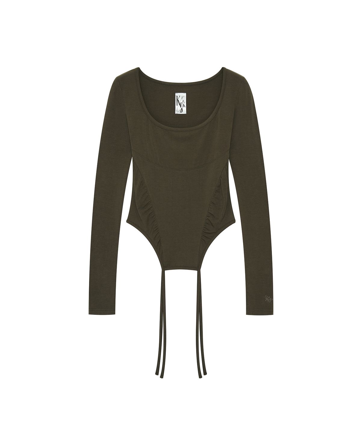 카시코(KASHIKO) Slinky Shirring Bodysuit Khaki