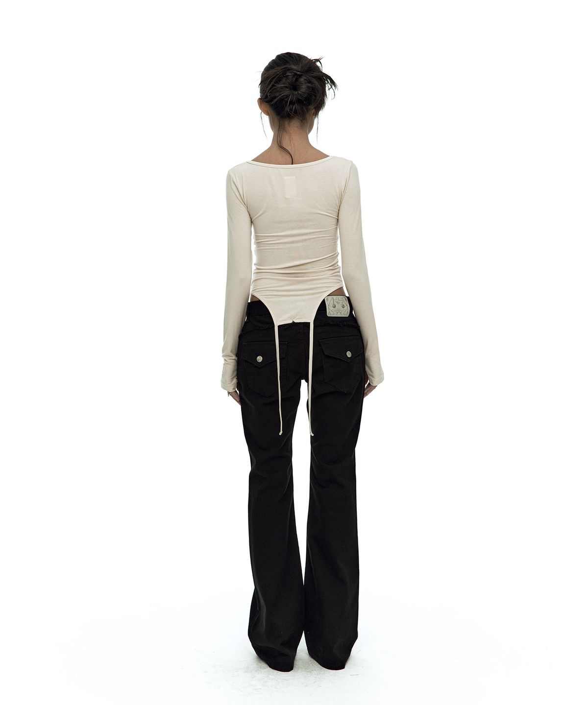 카시코(KASHIKO) Slinky Shirring Bodysuit Beige