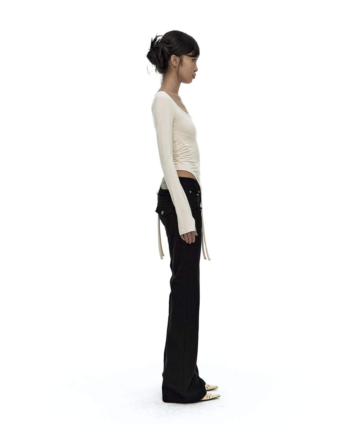 카시코(KASHIKO) Slinky Shirring Bodysuit Beige