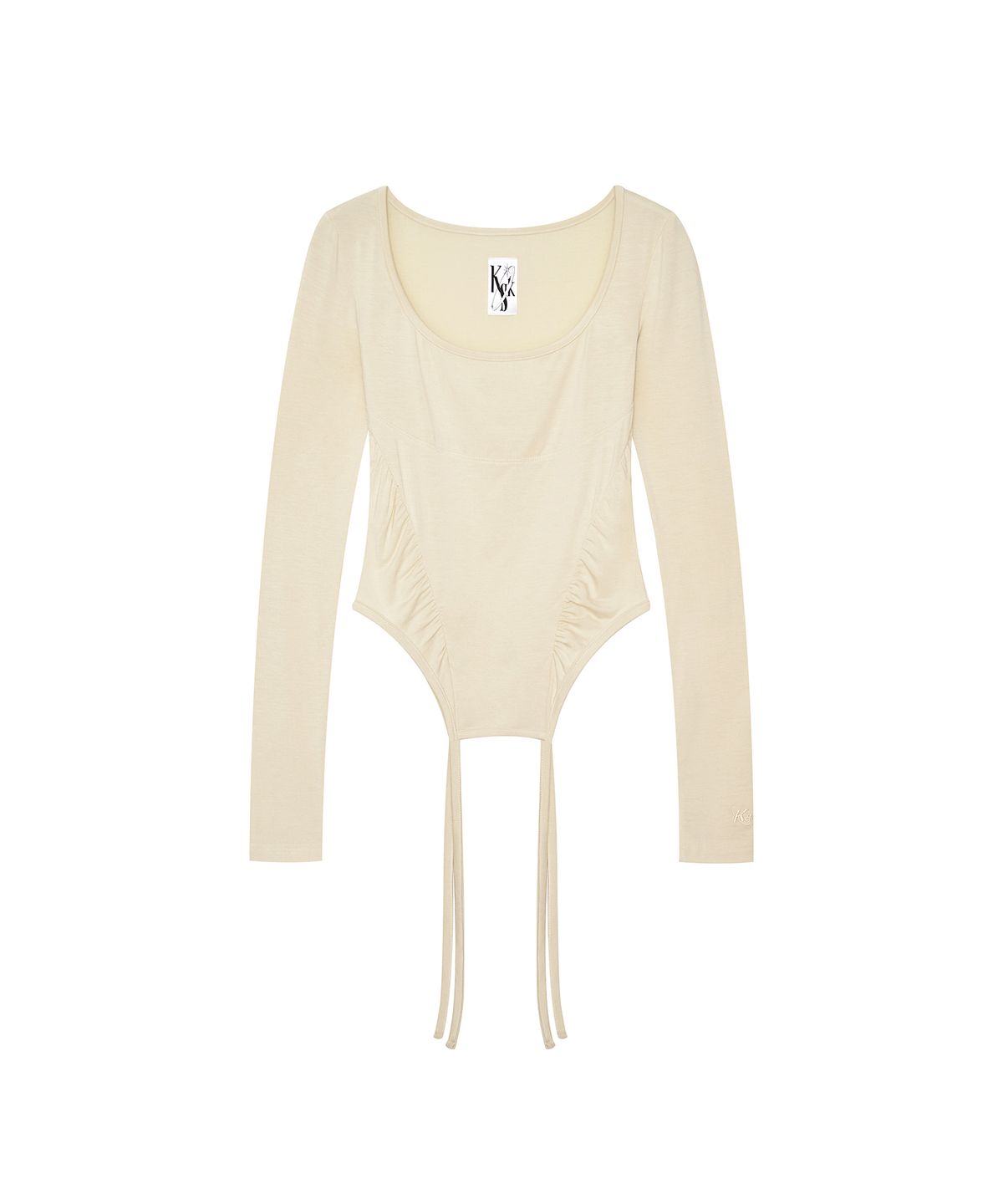 카시코(KASHIKO) Slinky Shirring Bodysuit Beige