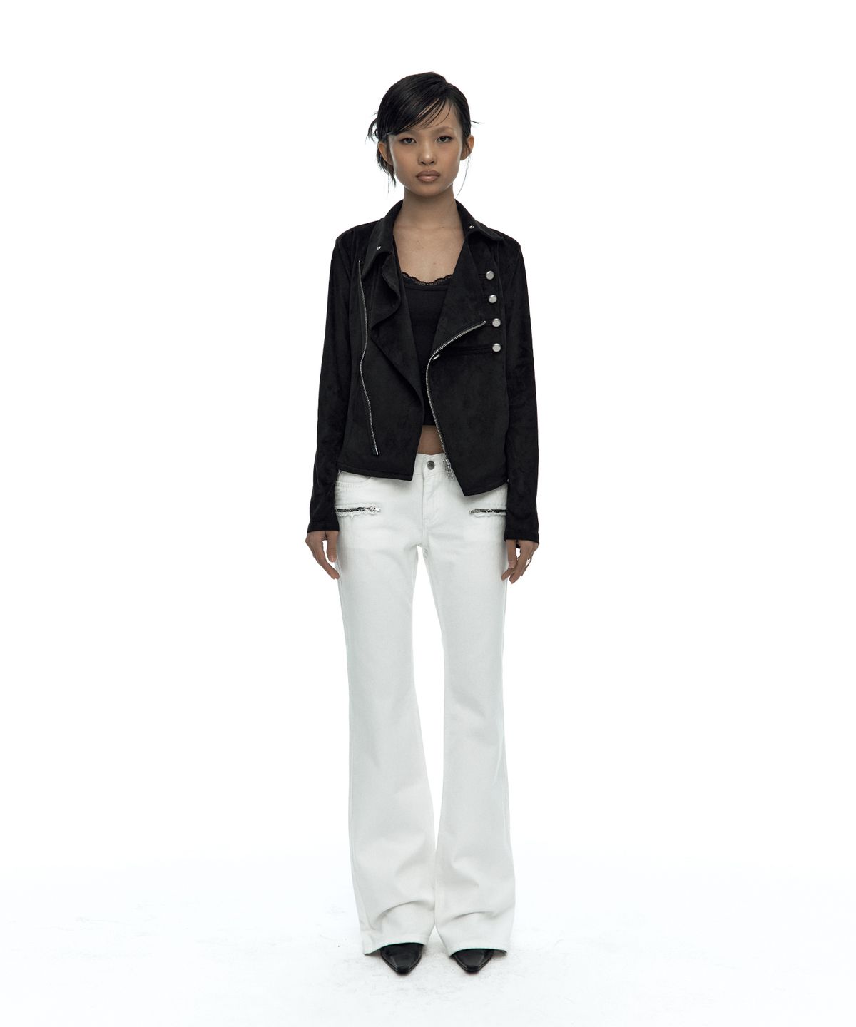 카시코(KASHIKO) Asymmetric Zip Napoleon Jacket Black