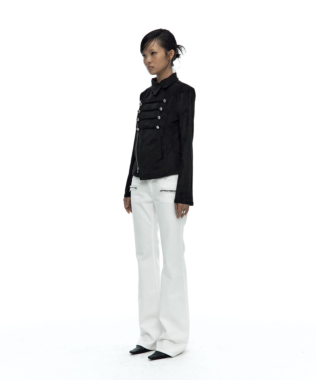 카시코(KASHIKO) Asymmetric Zip Napoleon Jacket Black