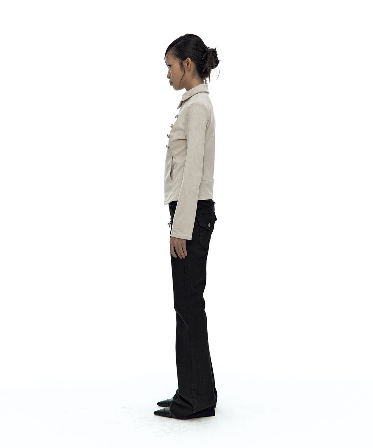카시코(KASHIKO) Asymmetric Zip Napoleon Jacket Light Gray